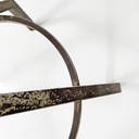 Sgabello in legno grigio e metallo, 1950 ca.