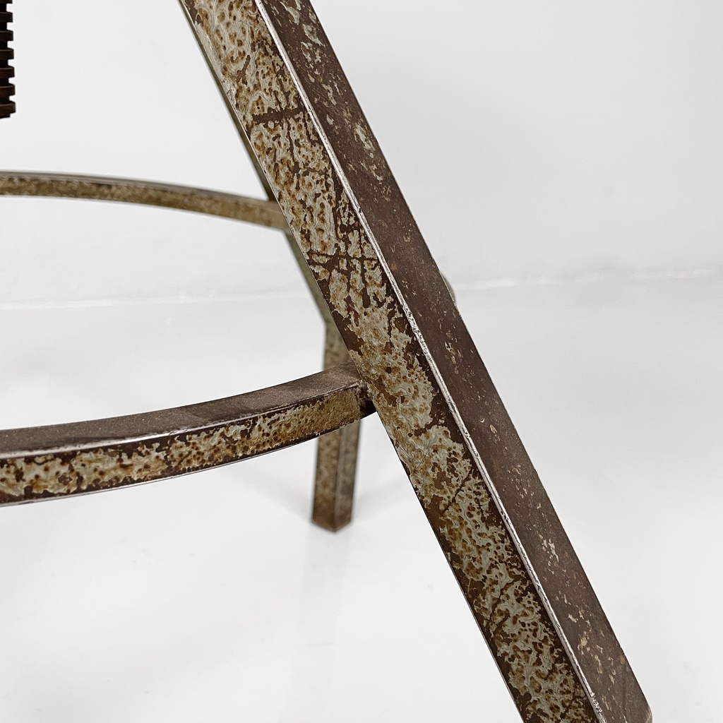 Sgabello in legno grigio e metallo, 1950 ca.