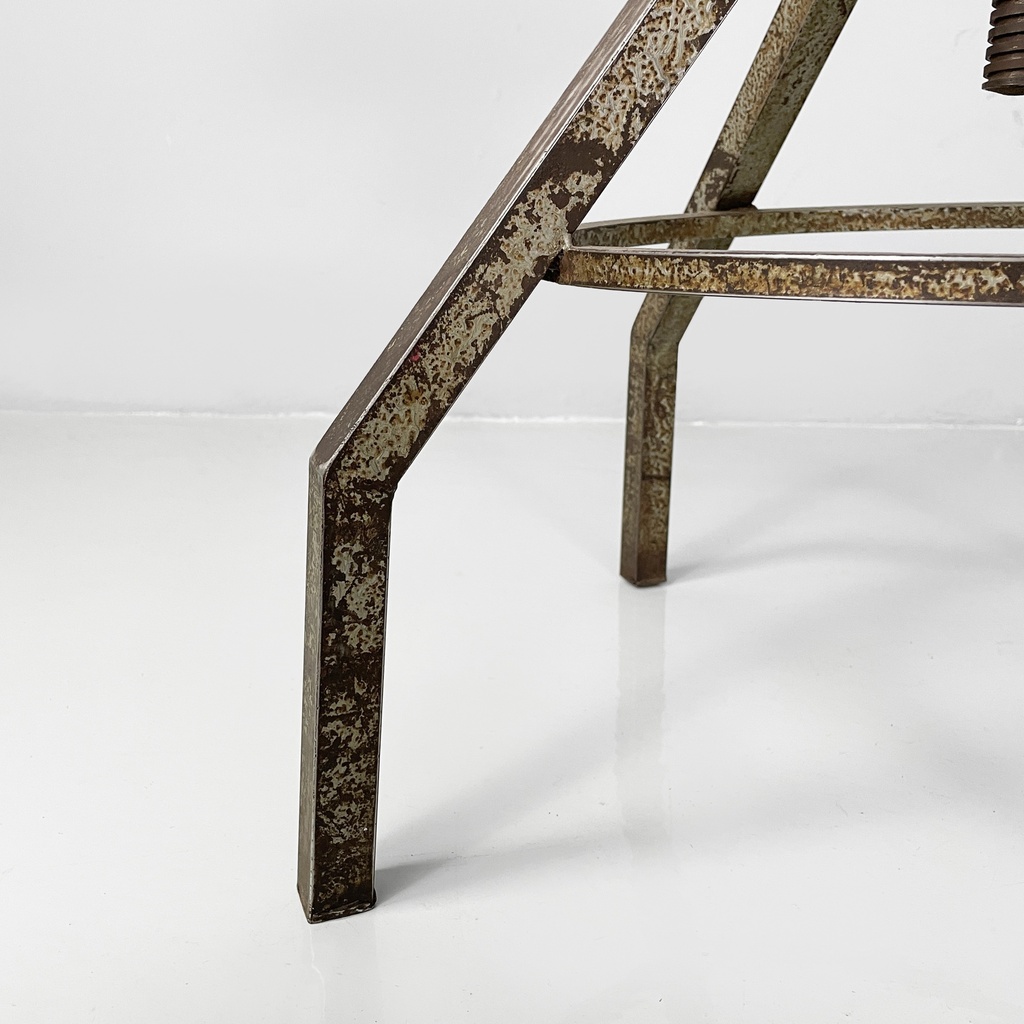 Sgabello in legno grigio e metallo, 1950 ca.