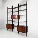 Libreria in legno e metallo nero, 1960 ca.