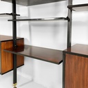 Libreria in legno e metallo nero, 1960 ca.