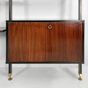 Libreria in legno e metallo nero, 1960 ca.