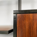 Libreria in legno e metallo nero, 1960 ca.