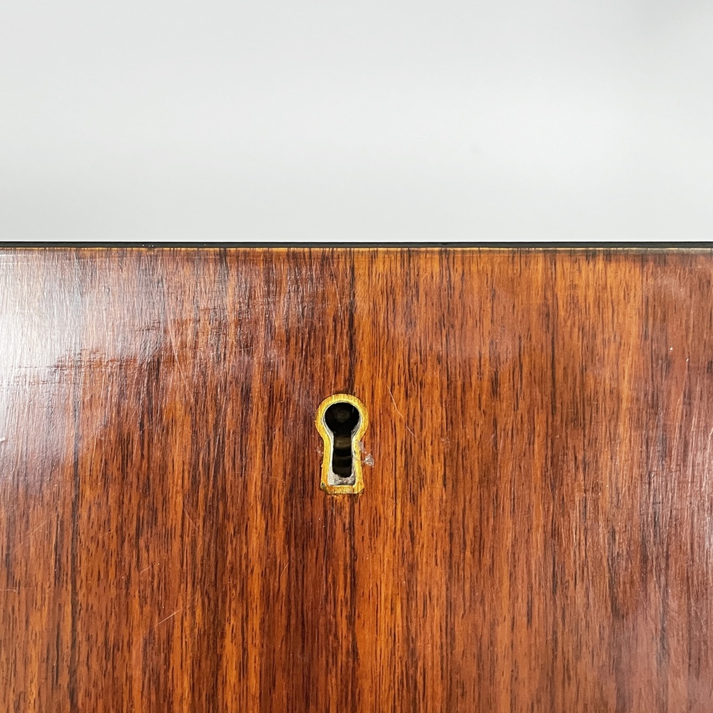 Libreria in legno e metallo nero, 1960 ca.