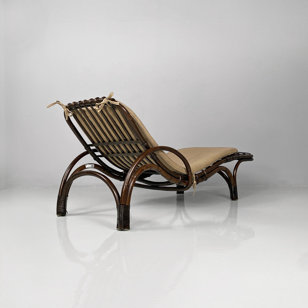 Chaise longue in rattan, 1980 ca. 