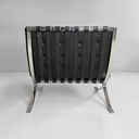 Poltrone in pelle nera e acciaio, 1970 ca.