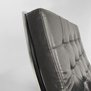 Poltrone in pelle nera e acciaio, 1970 ca.