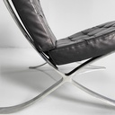 Poltrone in pelle nera e acciaio, 1970 ca.