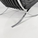 Poltrone in pelle nera e acciaio, 1970 ca.