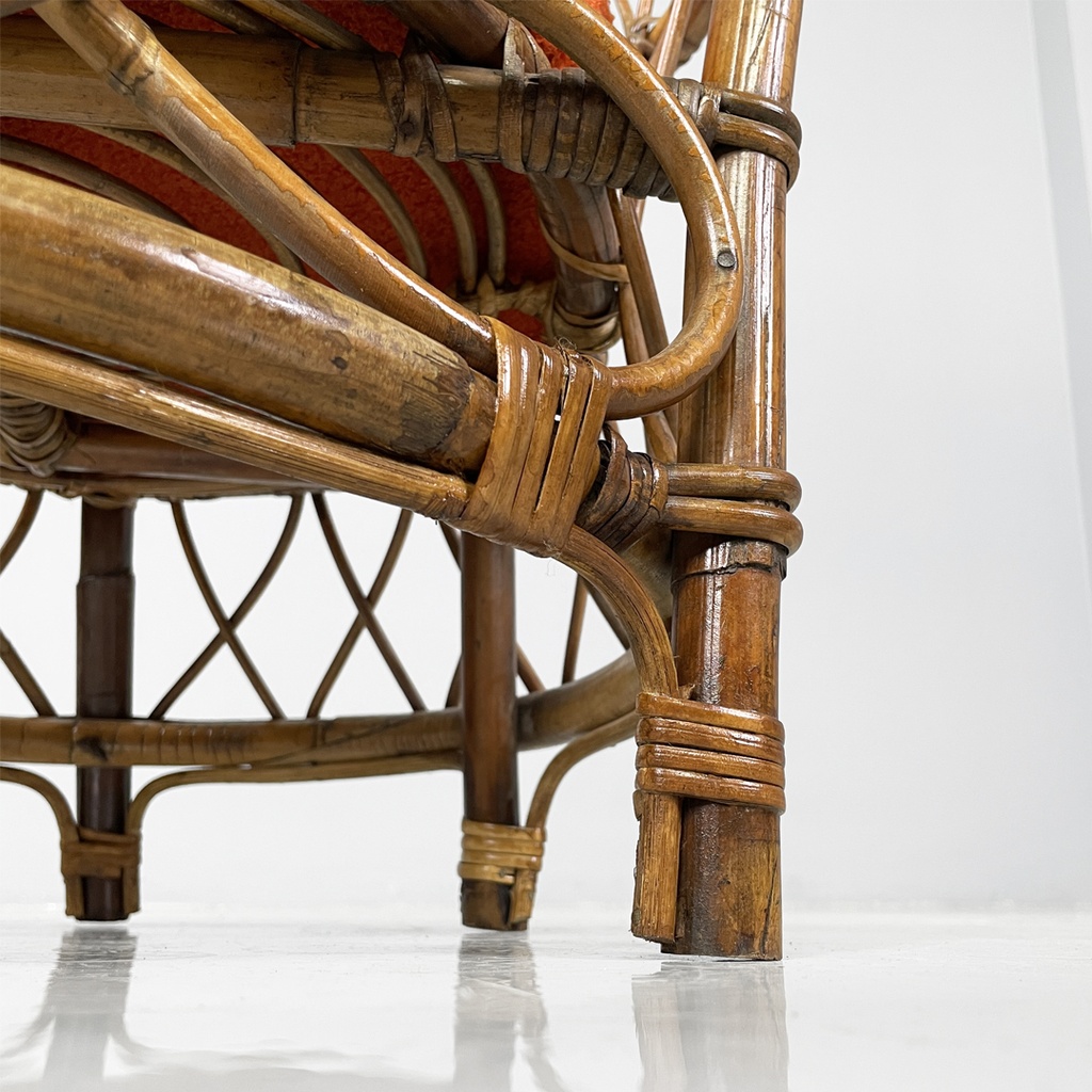 Poltrone a pozzetto in rattan, 1970 ca.