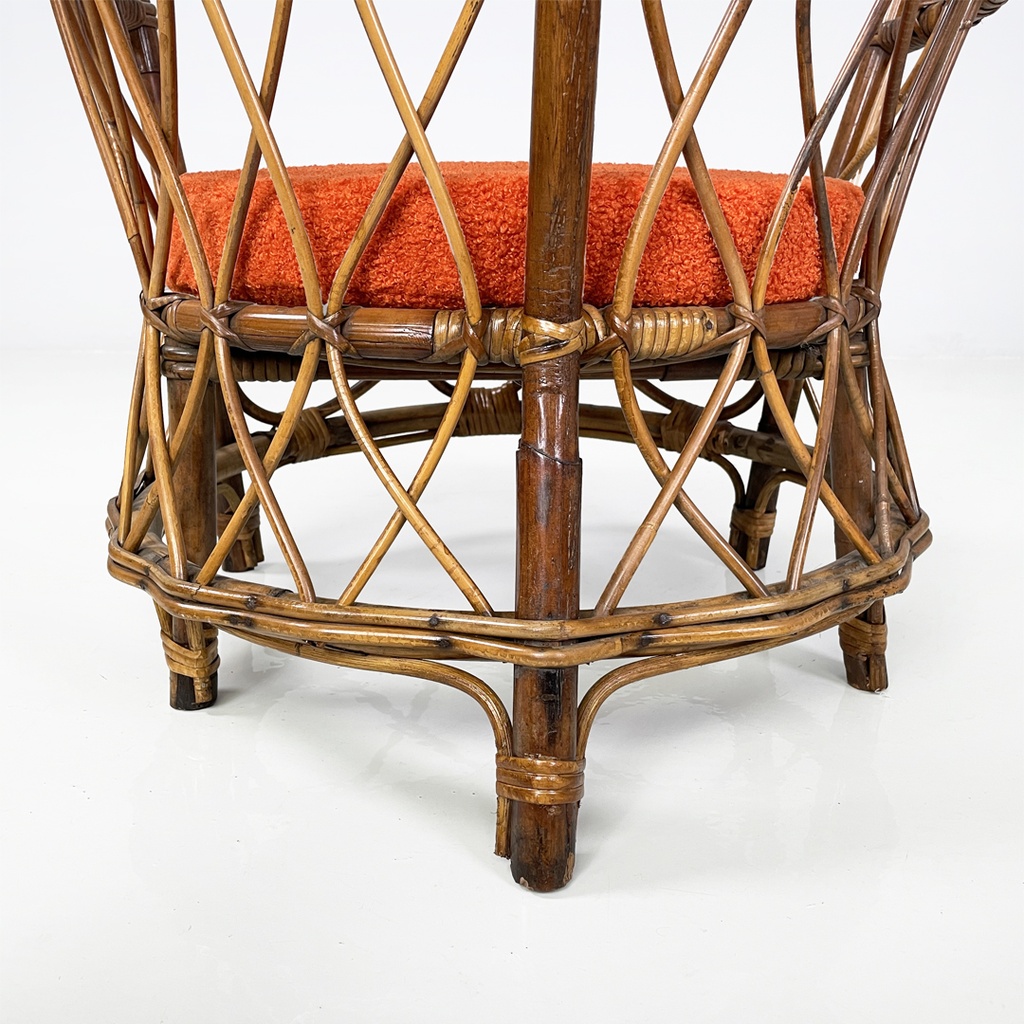 Poltrone a pozzetto in rattan, 1970 ca.