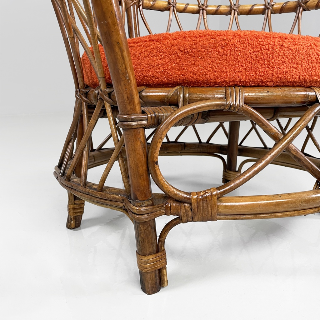 Poltrone a pozzetto in rattan, 1970 ca.