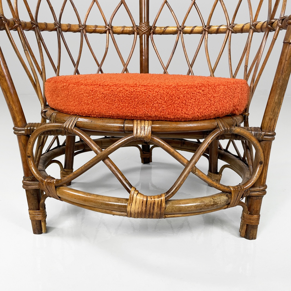 Poltrone a pozzetto in rattan, 1970 ca.