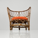 Poltrone a pozzetto in rattan, 1970 ca.