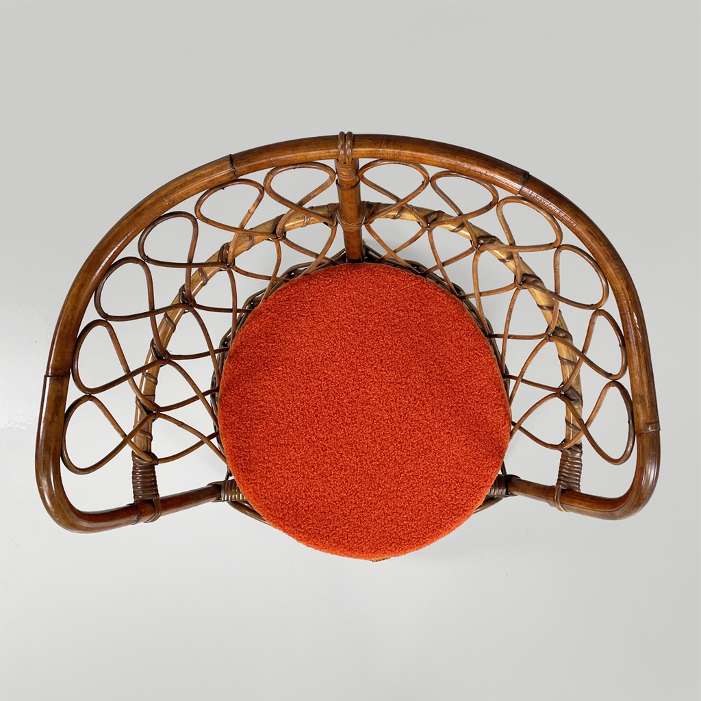 Poltrone a pozzetto in rattan, 1970 ca.