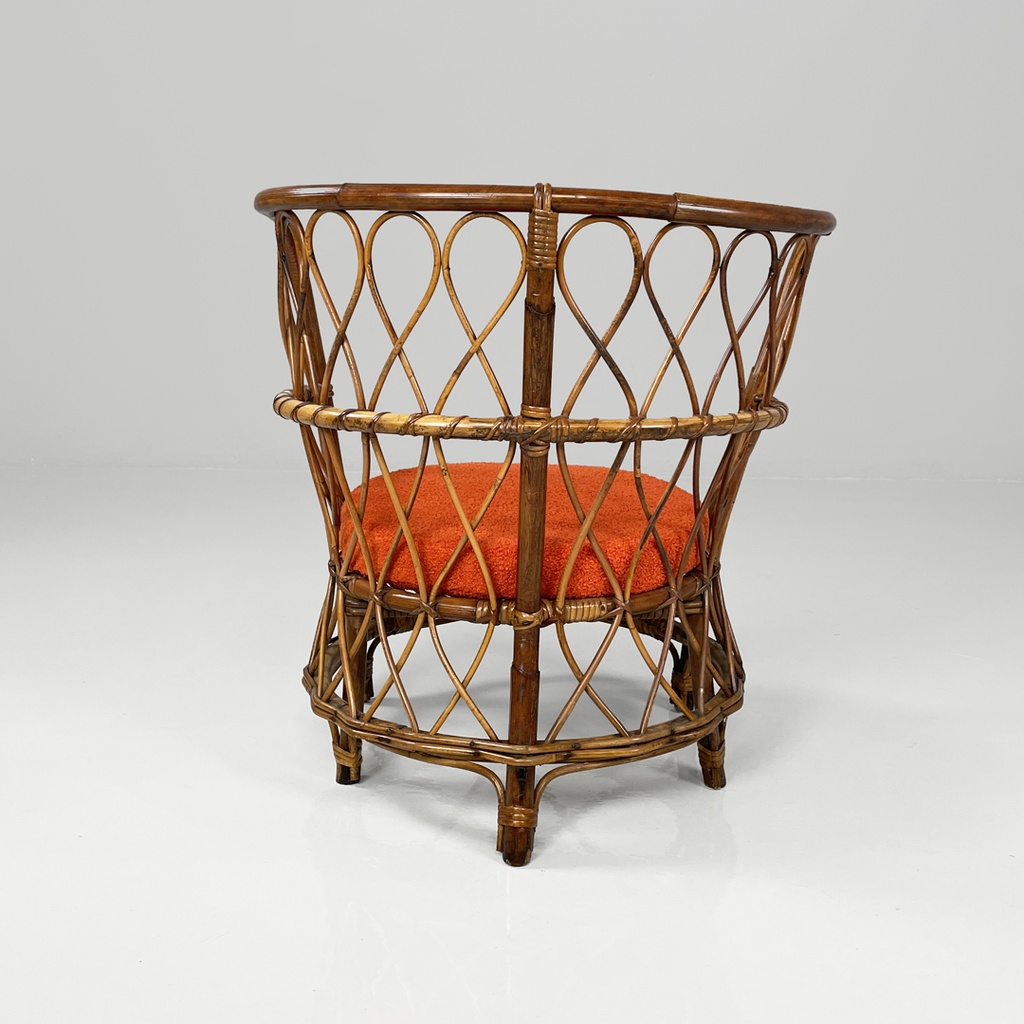 Poltrone a pozzetto in rattan, 1970 ca.