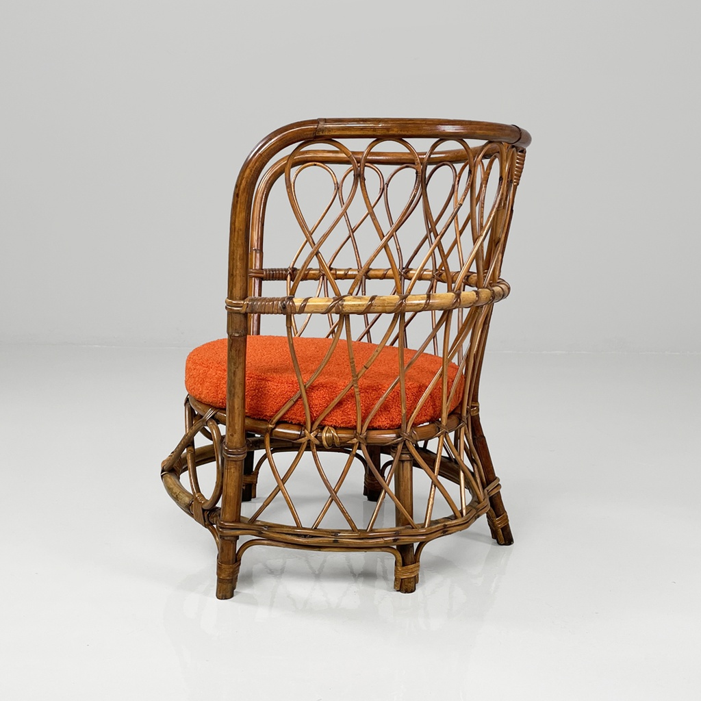 Poltrone a pozzetto in rattan, 1970 ca.