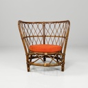 Poltrone a pozzetto in rattan, 1970 ca.