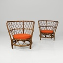 Poltrone a pozzetto in rattan, 1970 ca.