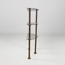 Consolle a tre piani in metallo e vetro, 1920 ca.