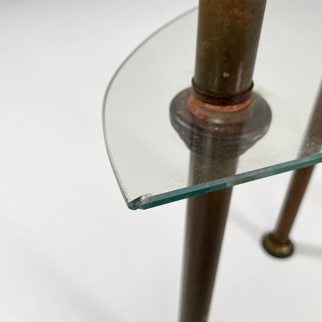 Consolle a tre piani in metallo e vetro, 1920 ca.