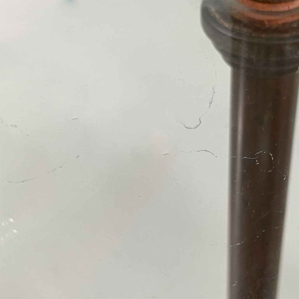 Consolle a tre piani in metallo e vetro, 1920 ca.