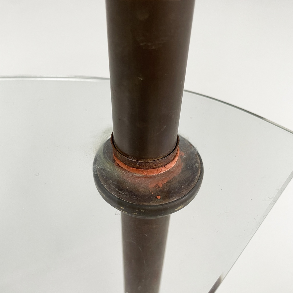 Consolle a tre piani in metallo e vetro, 1920 ca.