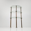 Consolle a tre piani in metallo e vetro, 1920 ca.