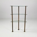 Consolle a tre piani in metallo e vetro, 1920 ca.