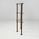 Consolle a tre piani in metallo e vetro, 1920 ca.