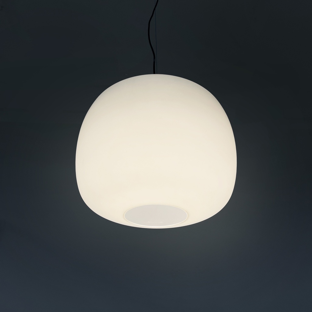 Lampadario in vetro opalino, 1950 ca.