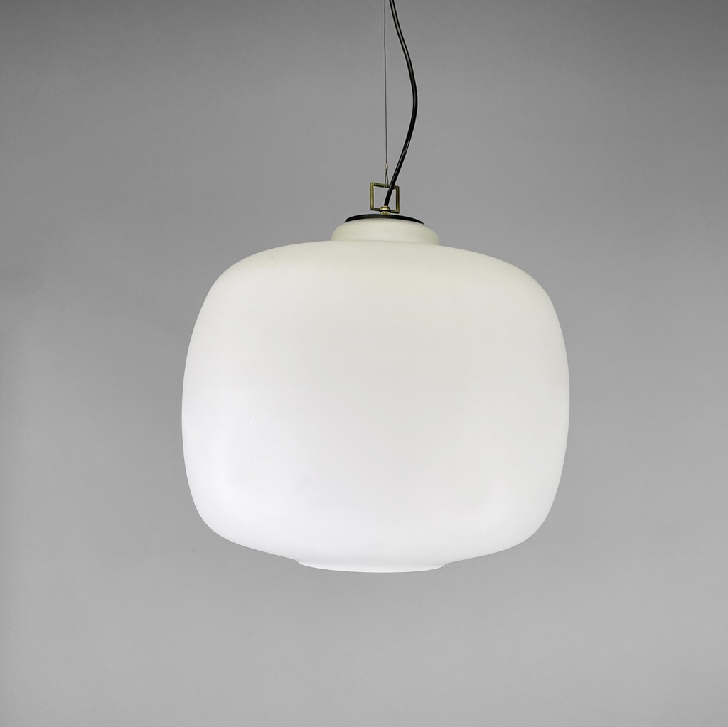 Lampadario in vetro opalino, 1950 ca.