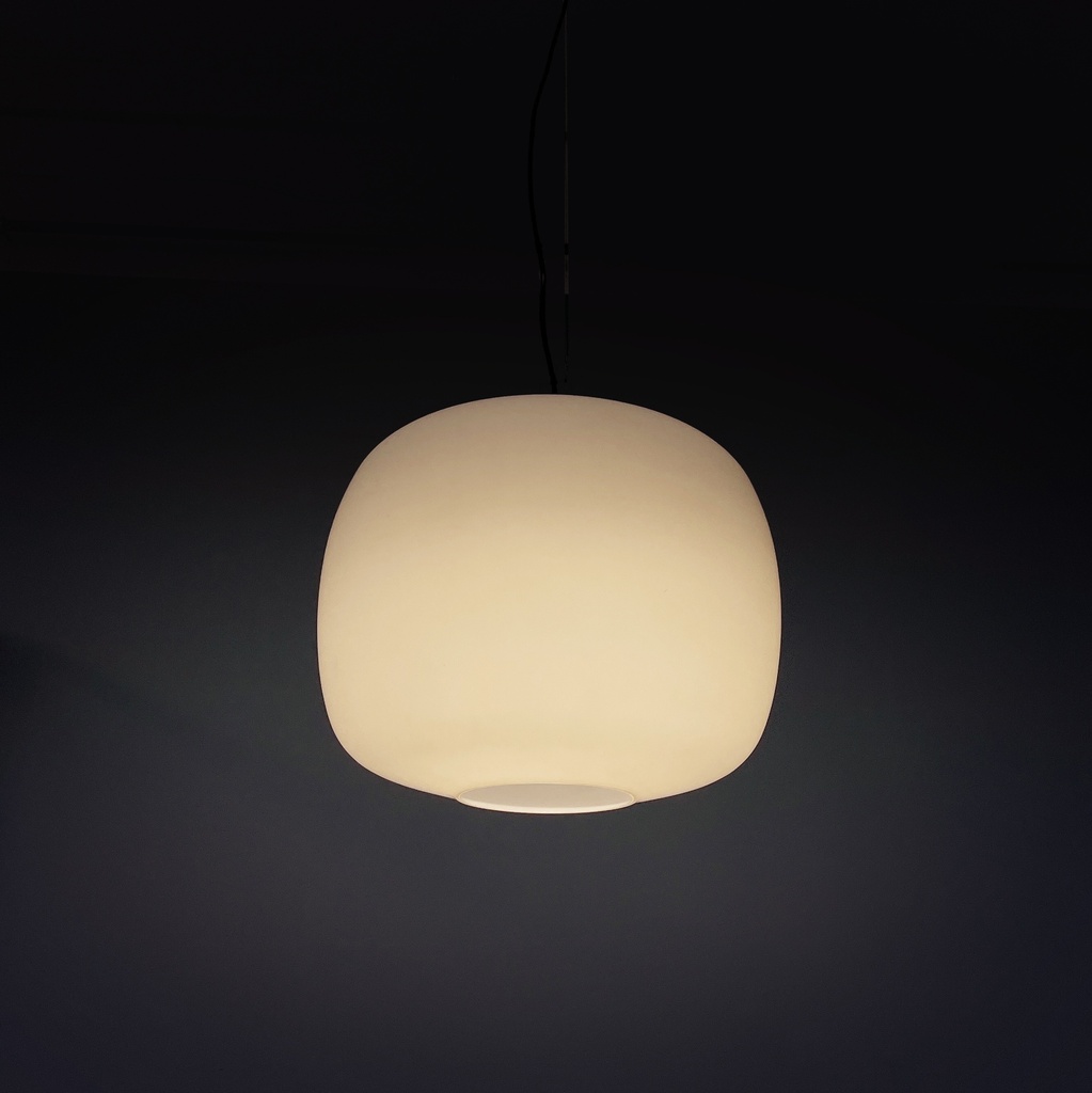 Lampadario in vetro opalino, 1950 ca.