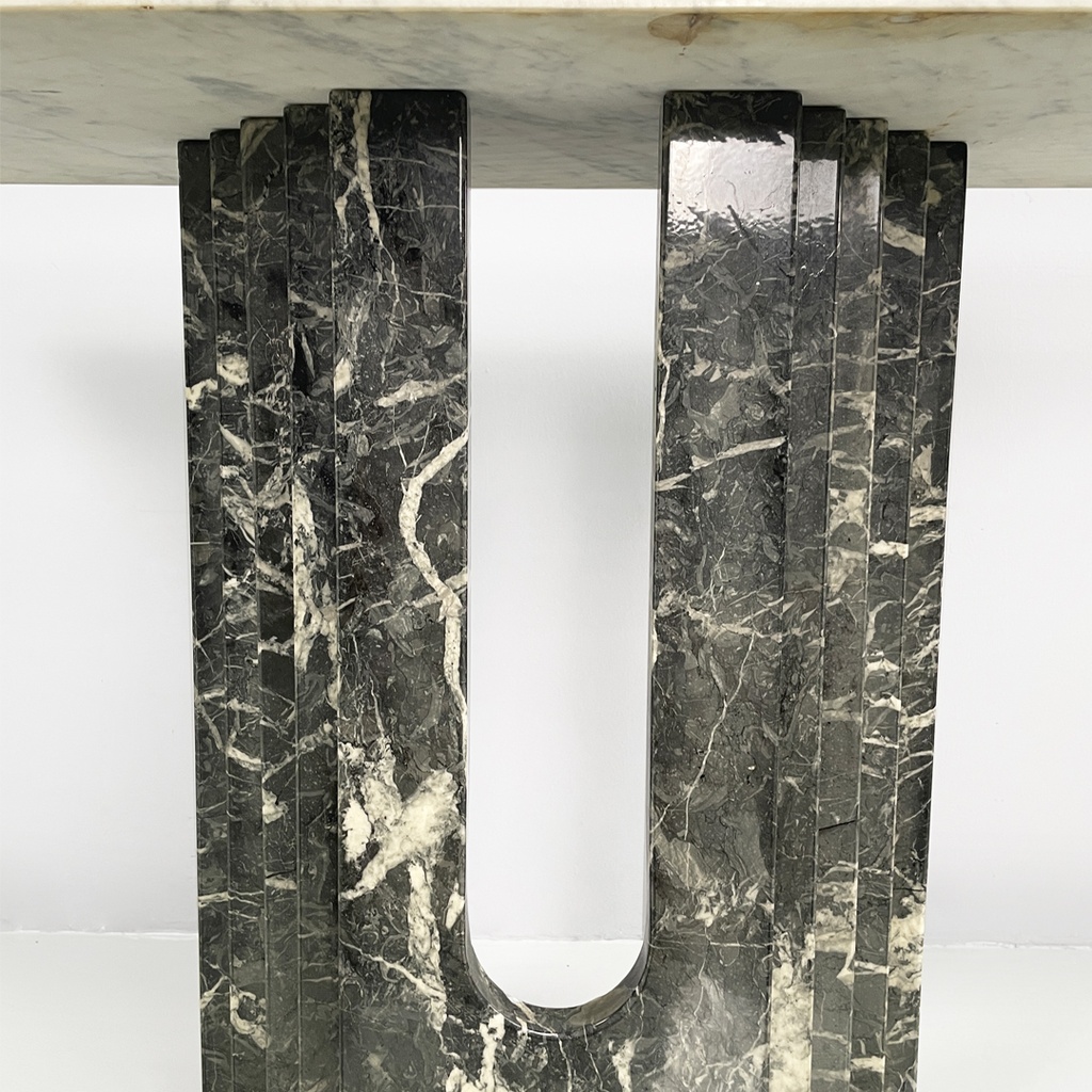 Consolle in marmo verde e bianco, 1980 ca.