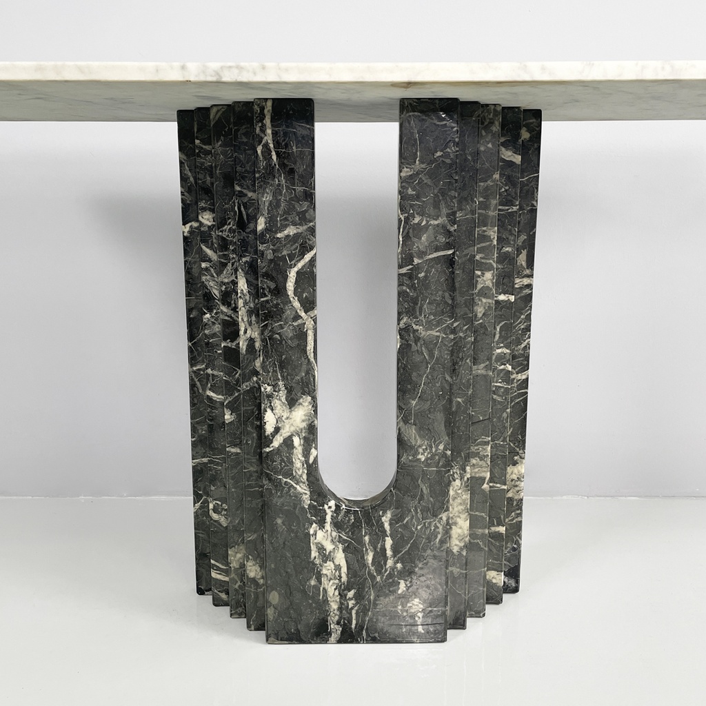 Consolle in marmo verde e bianco, 1980 ca.