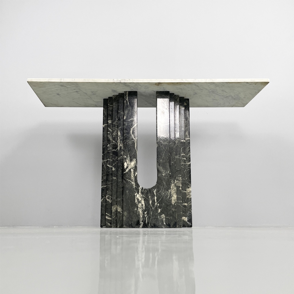 Consolle in marmo verde e bianco, 1980 ca.