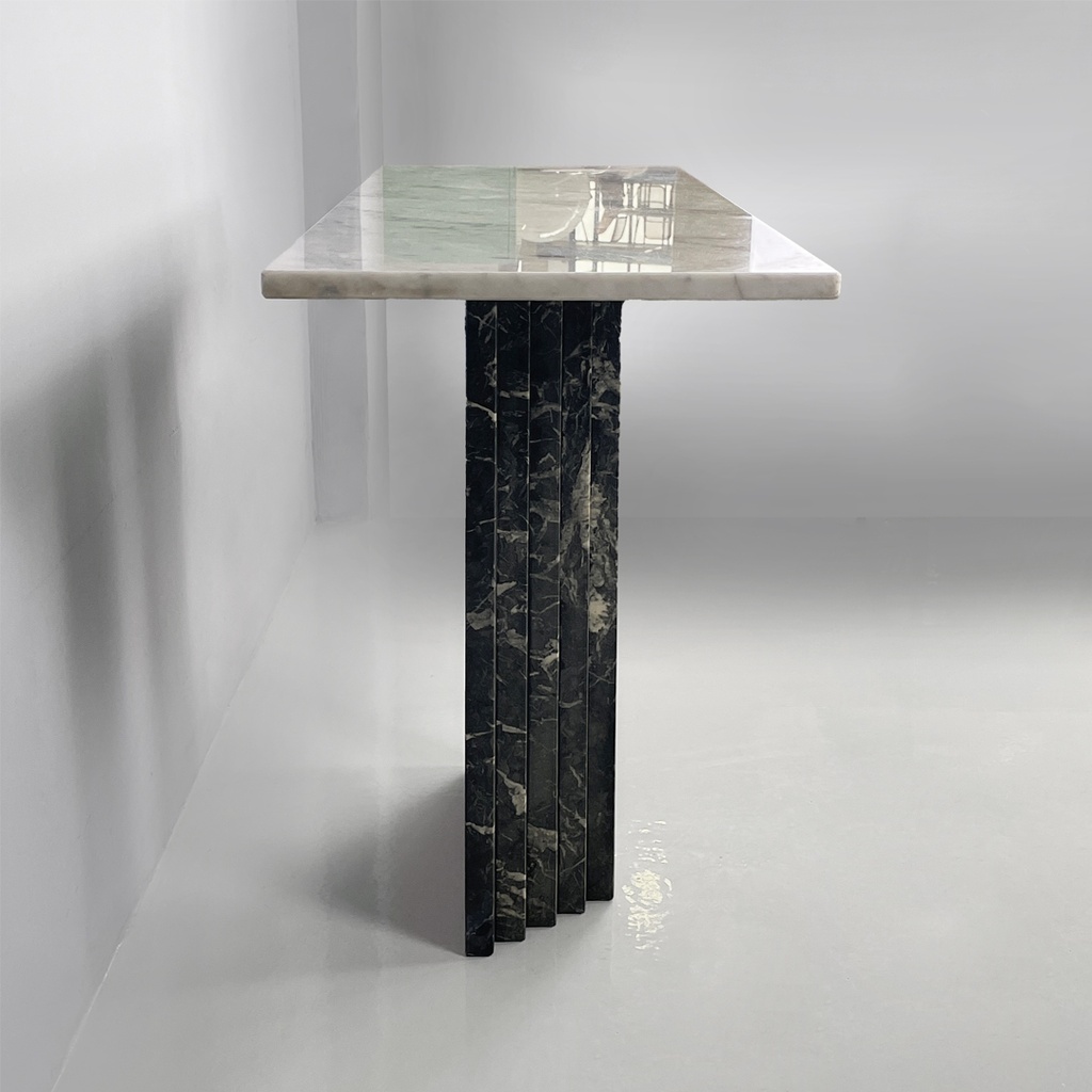 Consolle in marmo verde e bianco, 1980 ca.