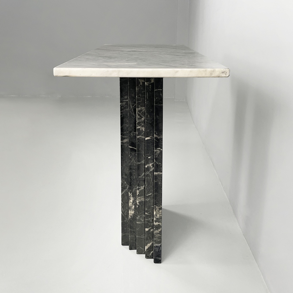 Consolle in marmo verde e bianco, 1980 ca.