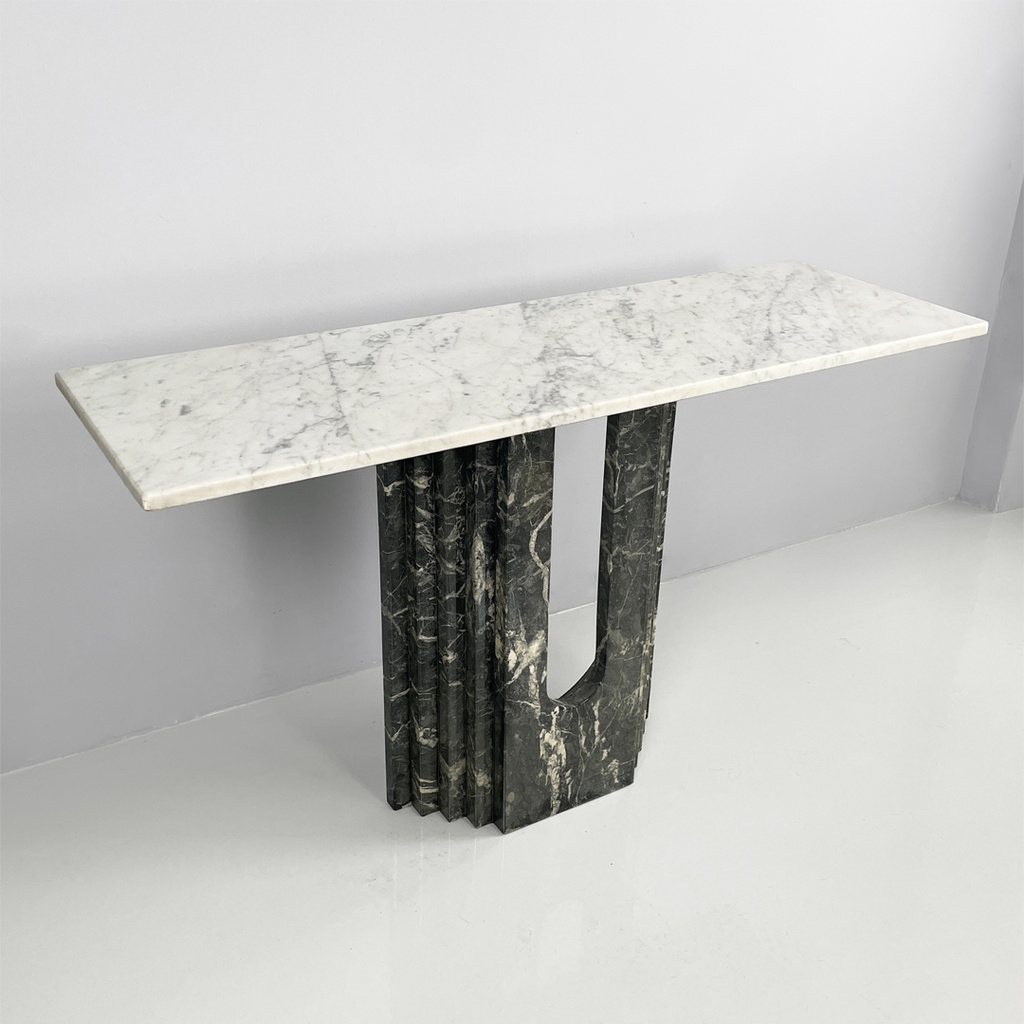 Consolle in marmo verde e bianco, 1980 ca.