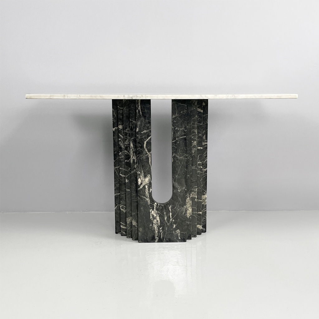 Consolle in marmo verde e bianco, 1980 ca.