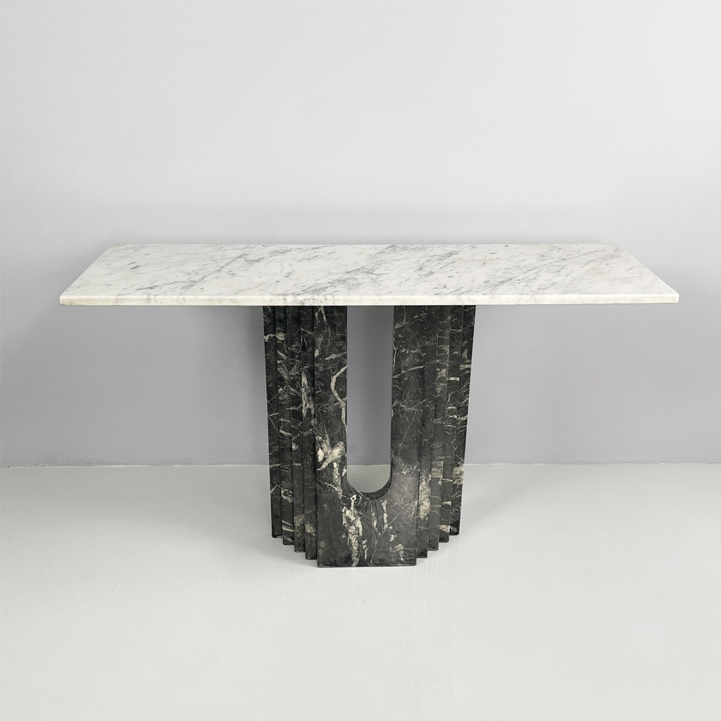 Consolle in marmo verde e bianco, 1980 ca.