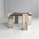 Tavolo da caffè in granito rosso e travertino, 1970 ca.