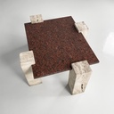 Tavolo da caffè in granito rosso e travertino, 1970 ca.