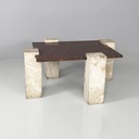 Tavolo da caffè in granito rosso e travertino, 1970 ca.