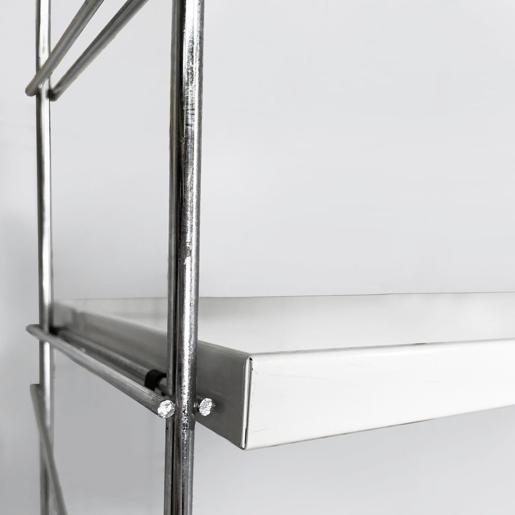 Libreria modulare da parete in acciaio e metallo bianco, 1980 ca.