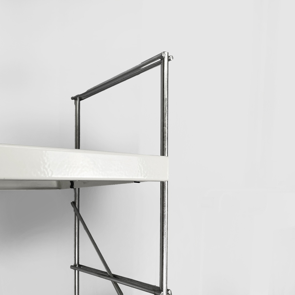 Libreria modulare da parete in acciaio e metallo bianco, 1980 ca.