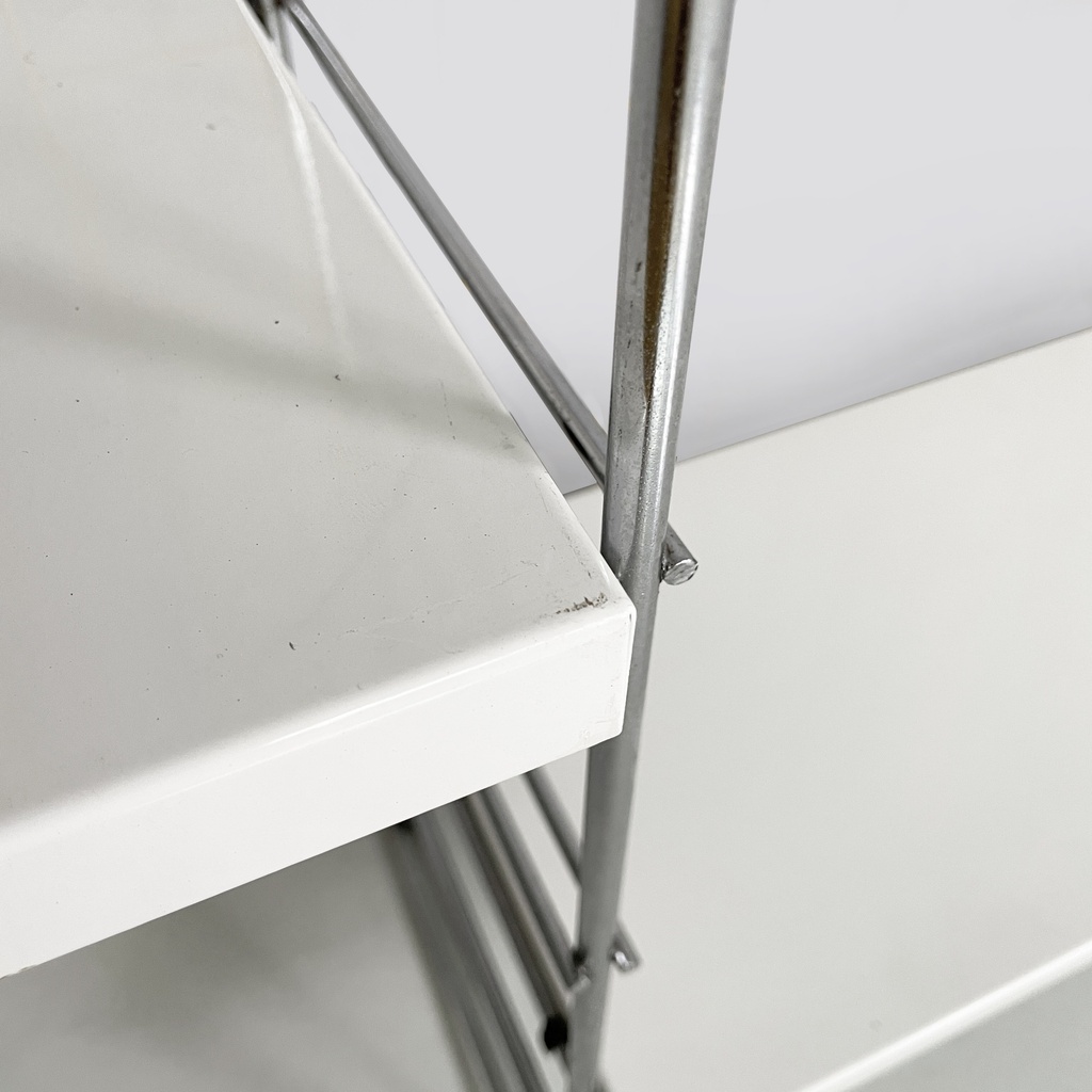 Libreria modulare da parete in acciaio e metallo bianco, 1980 ca.