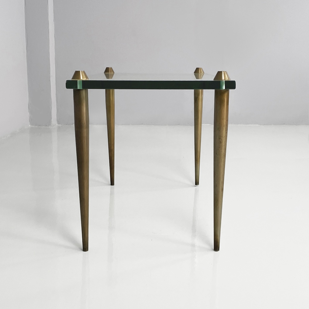 Tavolo da caffè in vetro e ottone, 1950 ca.