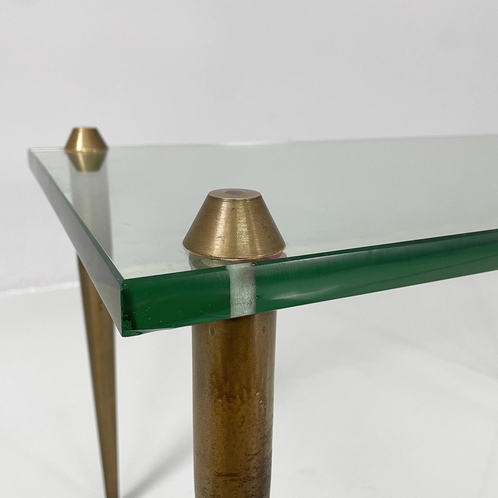 Tavolo da caffè in vetro e ottone, 1950 ca.