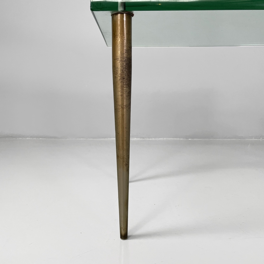 Tavolo da caffè in vetro e ottone, 1950 ca.